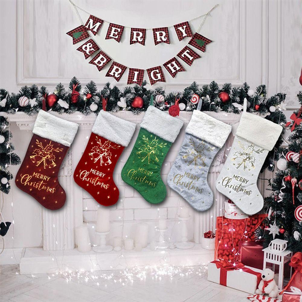 

Personalized Stamping Christmas Stocking Hangings Gift Bags Christmas Decorations Style 3