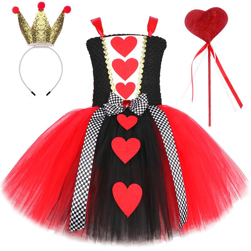 Cosplay šaty Rudé královny - Dámské Halloweenské princeznovské sukně Alenka v říši divů