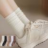Female Autumn and Winter Trend Solid Color Stripe in The Tube Stack Socks