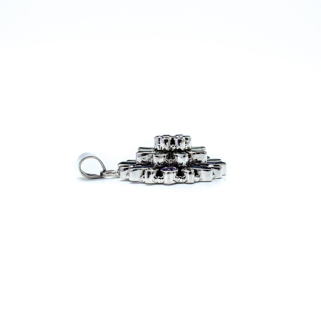Sterling Silver Flower Pendant: Amethyst, Peridot & Citrine Gemstone