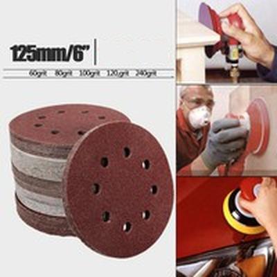 5 pezzi 125mm/5'' Fogli Abrasivi Orbitali per Levigatura e Lucidatura Carta Vetrata Forma Rotonda Dischi per Levigatrice Grana Mista 60/80/100/120/240 Pad per Lucidatura