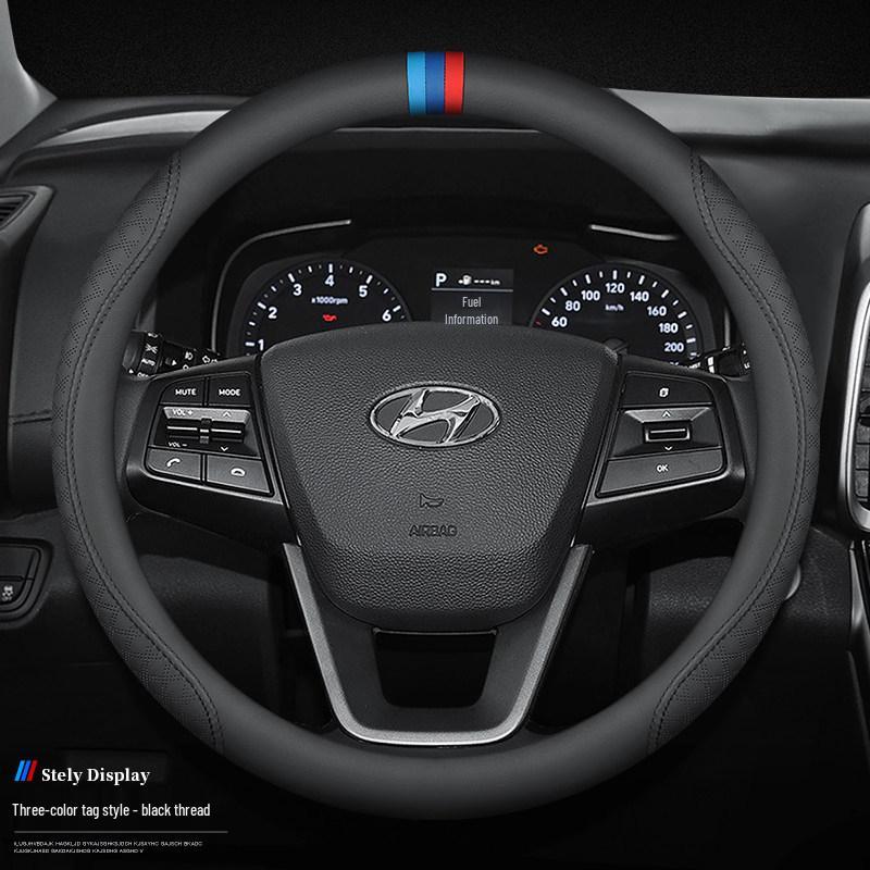 Skórzany Pokrowiec na Kierownicę dla Hyundai Elantra, Mistra, IX25, Tucson, Reina, Festa, IX35