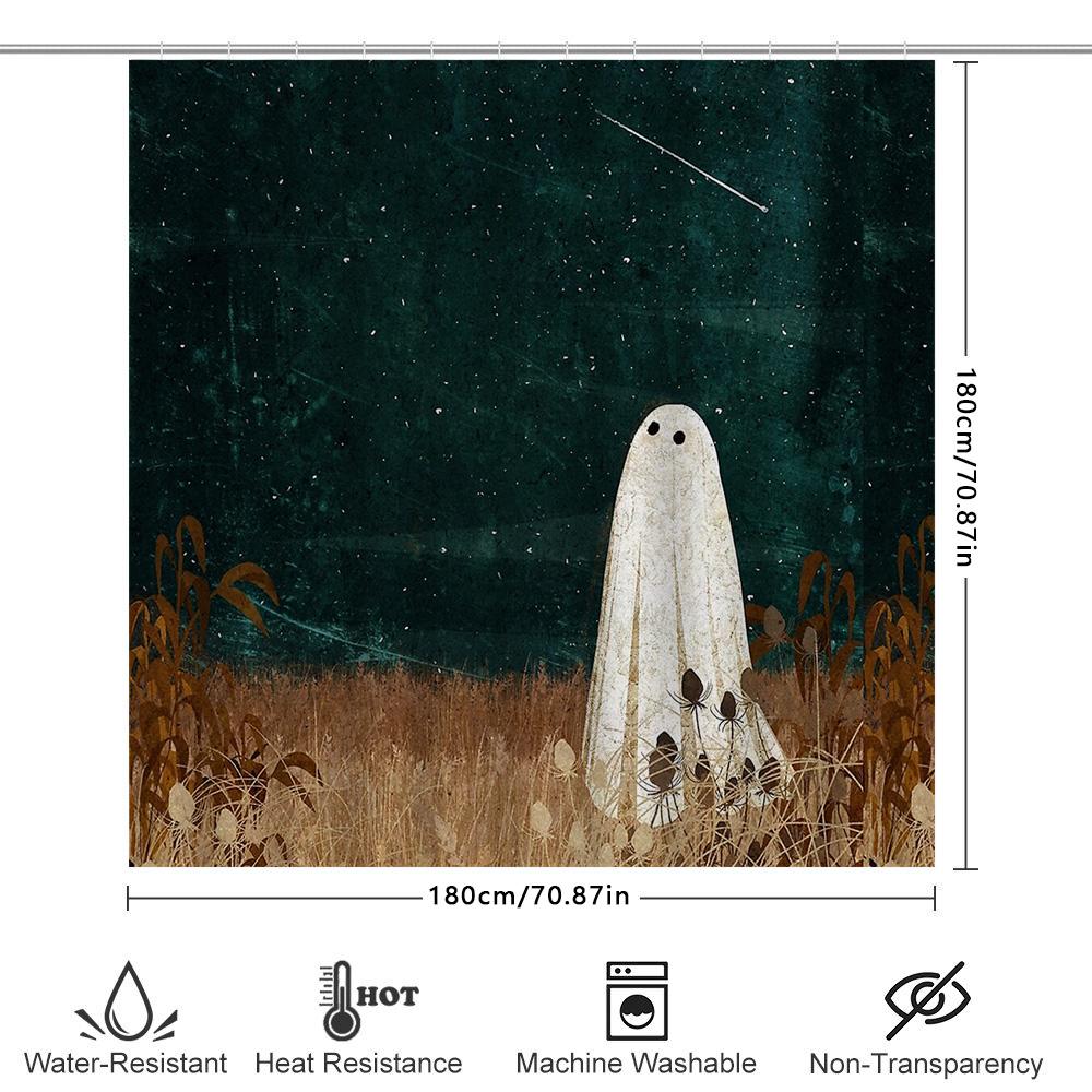 Spooky Ghost Shower Curtain Halloween Decor Gothic Horror Bathroom Set Vintage Creepy Wall Hanging Tapestry Home Decor