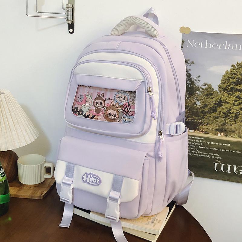 

Рюкзак для начальной школы Женский рюкзак для ученицы средней школы Большой вместимости Милый рюкзак Мультяшный рюкзак высокой ценности светло-фиолетовый
