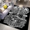 Monochrome Dragon Skull Rug for Fantasy Lovers | Detailed Skeleton Art Carpet | Gothic Home Decor Skid Resistant Carpet