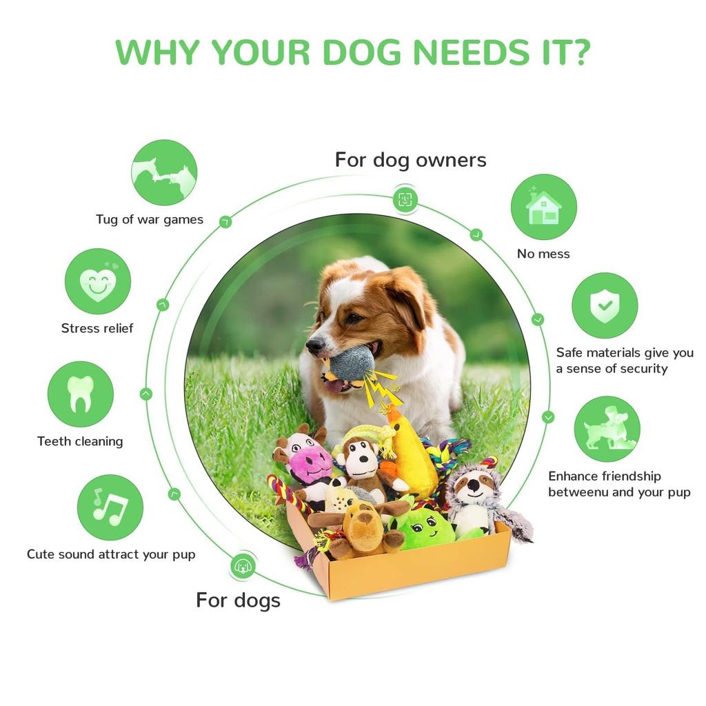 Dog Rattle 12 Pcs Puppy Toys for Cute Dog Toy Dog Set with Stuffed Animal Natural Cotton Puppy Loca Toy Dog Chew Toy Dog Dog Dog Dog Dog Dog Dog Dog