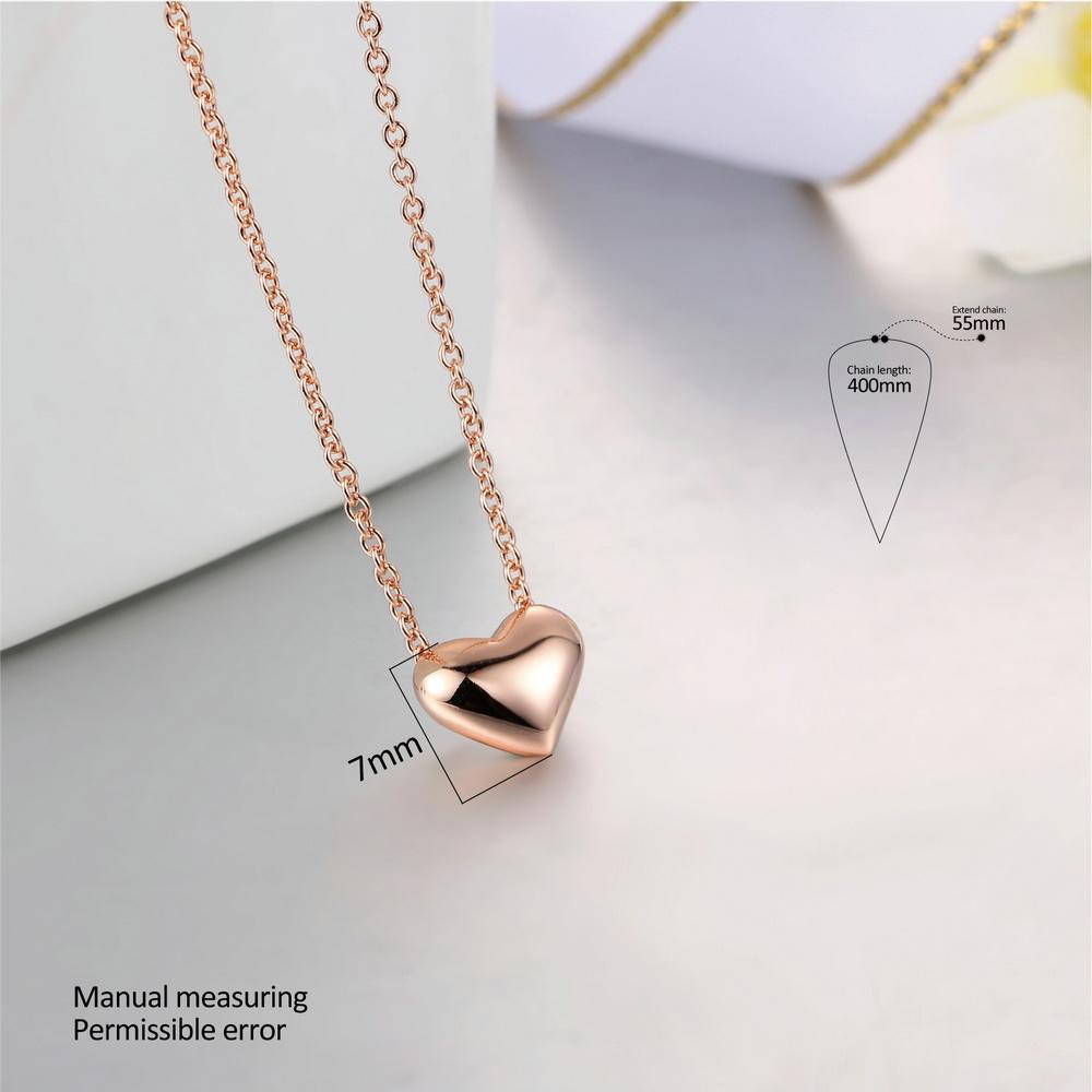 Love Cute Metal Heart Chain Necklace & Pendant For Women/Female Rose Gold Simple Jewelry Gift DWN099