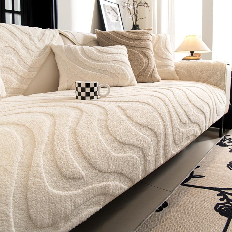 

Short Plush Sofa Cover New Thicken Sofa Seat Cushion Non-Slip Slipcover Pad For Living Room Home Decor Gray Sofa Protection Pads 70x70cm 27.5x27.5in