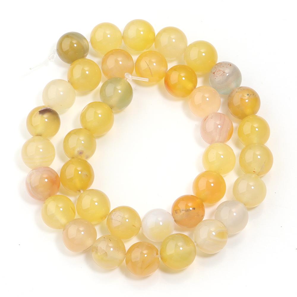 1 Strand 4/6/8/10mm Natural Yellow Stripe Agate Stone Beads Round Loose Beads For Jewelry Making DIY Bracelets Necklace Findings