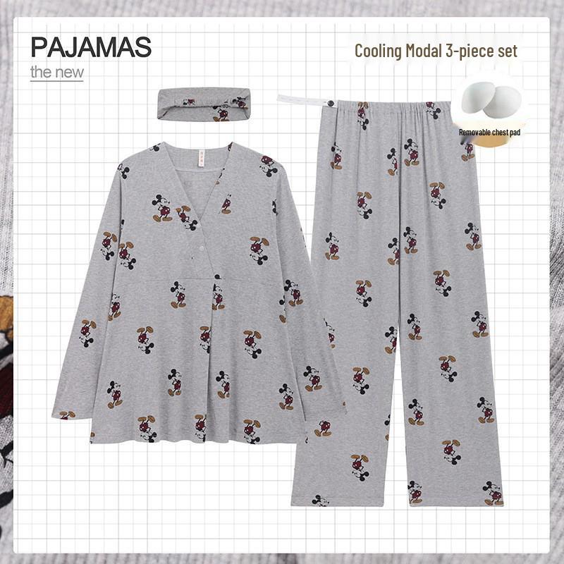 Xia Modal těhotenské pyžamo: Nastavitelné kojicí oblečení na spaní pro těhotenství a poporodní období