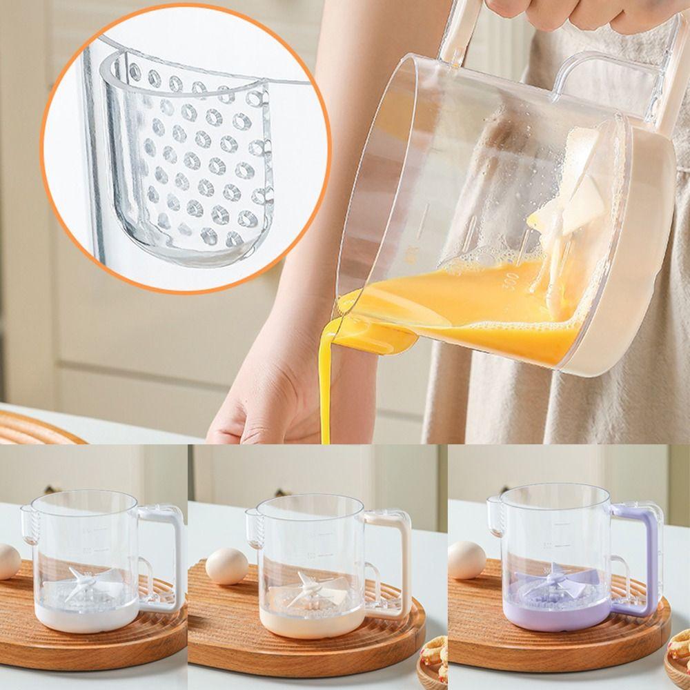 Eierbecher mit großem Fassungsvermögen, klarer Skala, 2-in-1 Eierschläger, manueller Eimixer, Sahnespender
