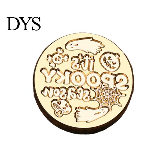 Pumpkin Wax Seal Halloween Themed Brass Stamp Head, Ghost Witch Bat Engraved Hand Account Decoration Sealing Replacement Head for Envelope Journal