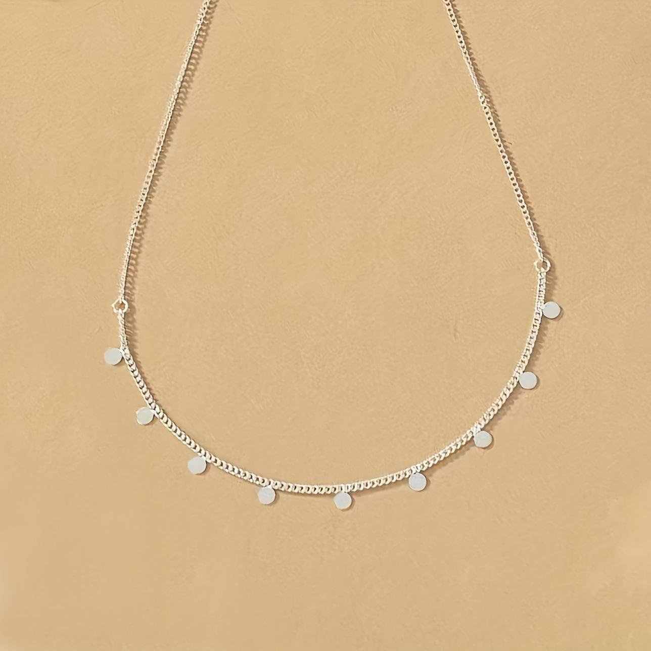 Necklace Women s round copper sequins Minimalist cold Internet celebrity same temperament collarbone chain