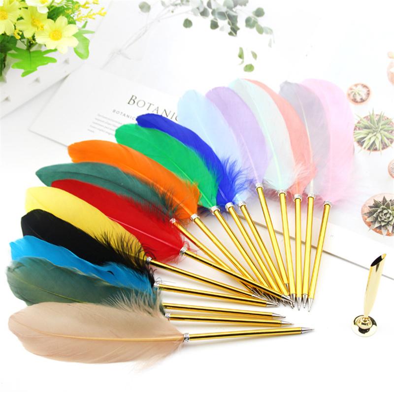 Retro Style Feather Quill Ballpoint Pen Wedding Gift Office School Supplies Kawaii Student Present Gift