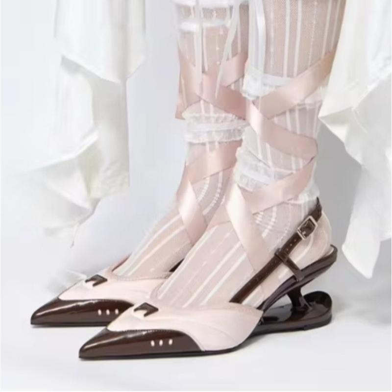 Fashion Mary Jane Bow Knot Slip On Strange Heel Sexy Lady Pumps 2025 New Pointed Toe All-Match Casual Shoes Sport Sneaker High Heels