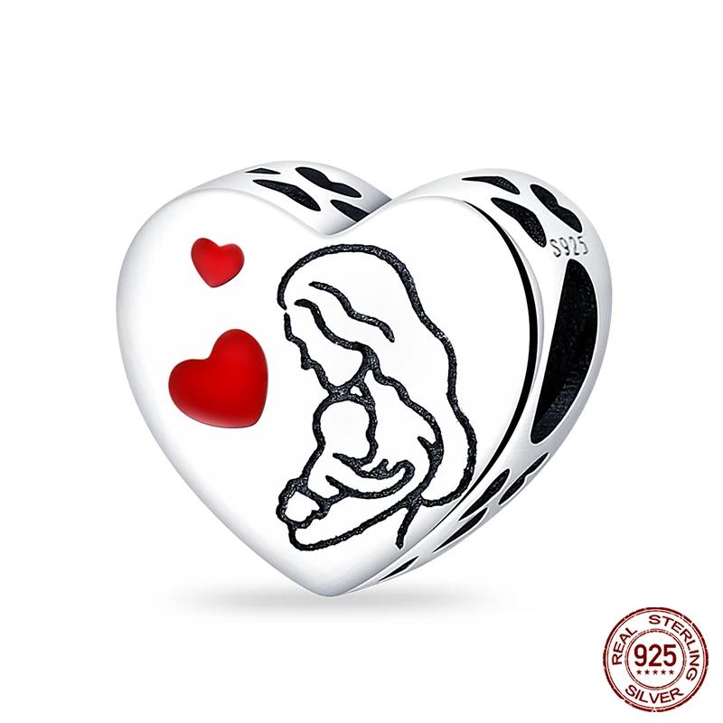 Copper Red Color Collection Heart Shape Charm Bead Charms Bead Charms Suitcase Pendant Compatible With Authentic Bracelets Lucky Jewellery Gifts