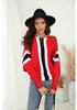 2023 Fall/Winter Women's Plus Size Ribbed Batwing Sweater - One-Shoulder Loose Striped Top
