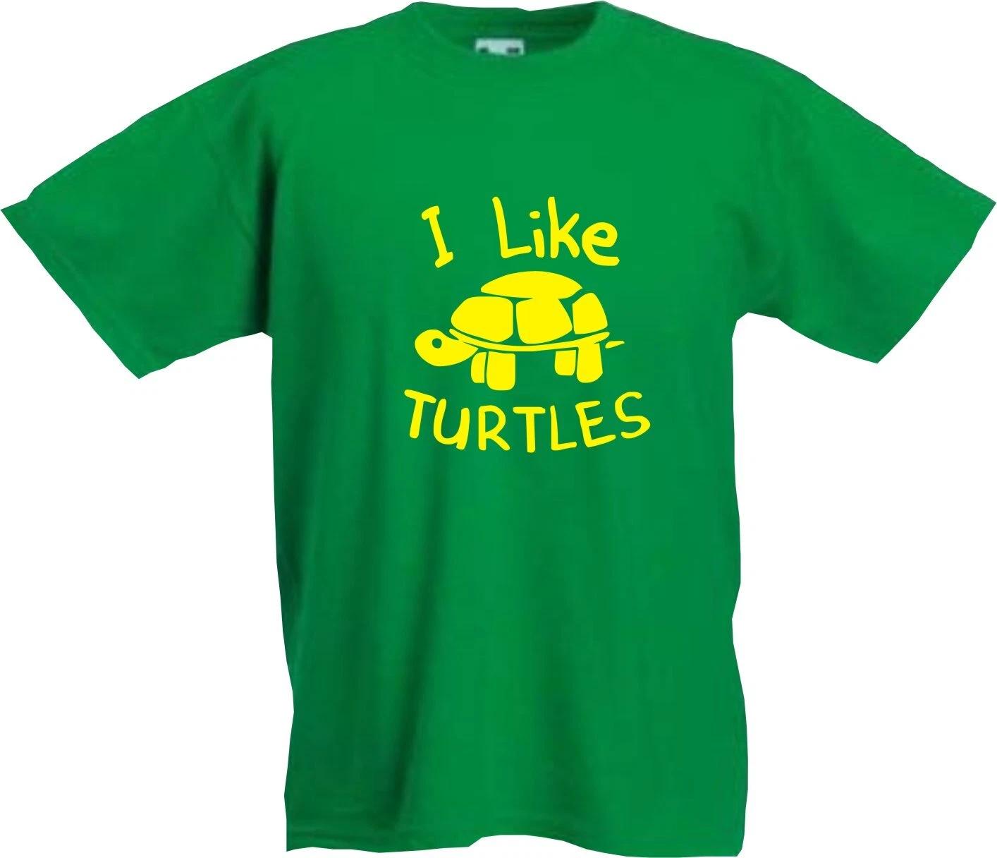 I LIKE TURTLES - FUNNY SLOGAN YELLOW PRINT Mens Womens Kids Girls Boys T-Shirt S