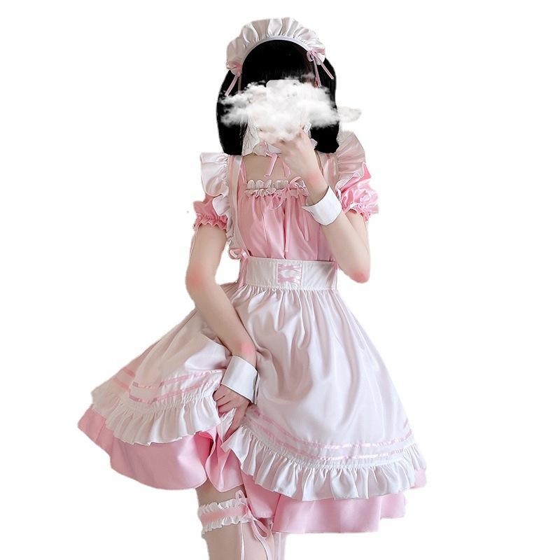 Japanese pink maid outfit short sleeve girl maid dress cosplay Anime cos Cafe maid outfit