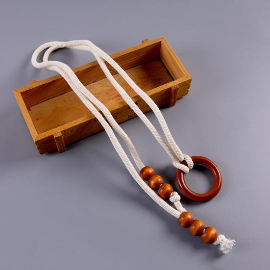 Yousheng Natürliche Holzperlen Vorhangband mit Quastenring Dekorative Halter Vorhangbinder Wohnzimmer Heimdekoration