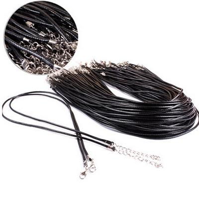 Schwarzes Echtlederband, verstellbar, geflochten, 45 cm lang, Seil für DIY-Halskette, Armband, Schmuckherstellung
