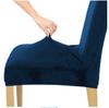 Navy Blue Velvet Elastic Chair Cover [21Wh]