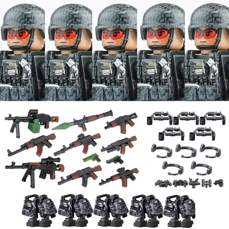 Askeri Ordu Figürleri Yapı Taşları SWAT Hayalet Komando Özel Kuvvetler Askeri Silahlar Silah Şapka Kalkan Kemer AK Mini Tuğlalar Oyuncak