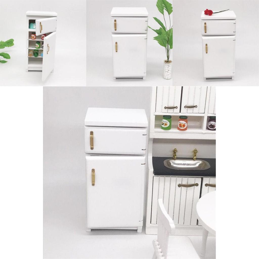 Enchanting White Birch Miniature Kitchen Refrigerator For 112 Dollhouse Decor