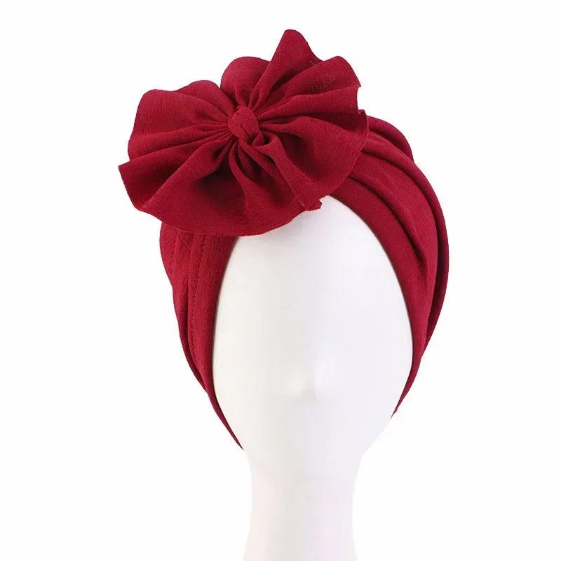 Bowknot Turban Indian Women Muslim Hijab Stretch Chemo Cap Cancer Hat Hair Loss Cover Head Scarf Wrap Beanies Bonnet Headwear