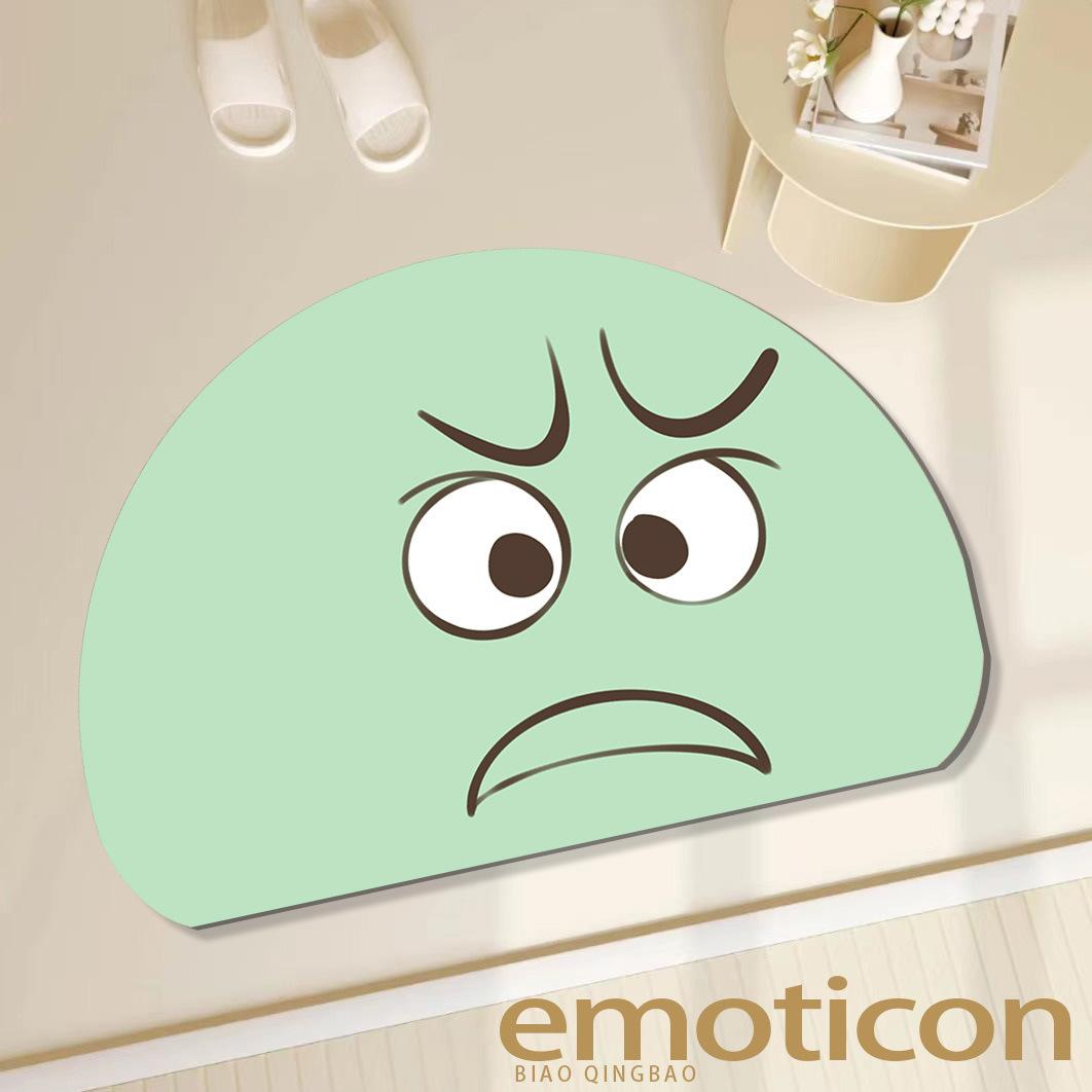 Cartoon Ausdruck Toilettentür Saugmatte Haushalt Lustig Schmutzabweisend Kieselgurmatte Einfarbig Halbrund Rutschfeste Matte 40*60cm