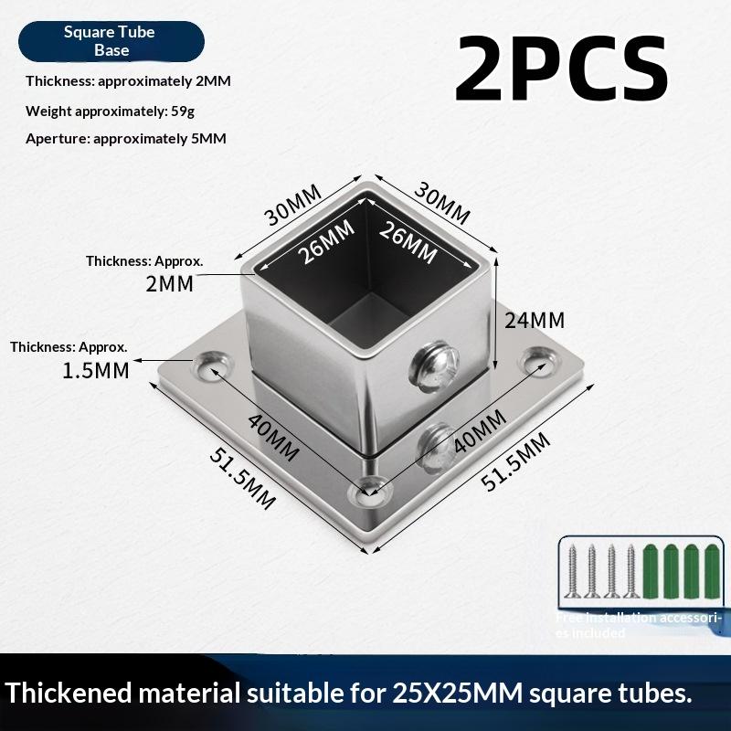 1/2 Sets Flensbasis Roestvrij Staal Vierkante Buis Connector Buis Buiten Diameter. 25/30/35mm Hoekstuk Klemmen voor Hekpaal