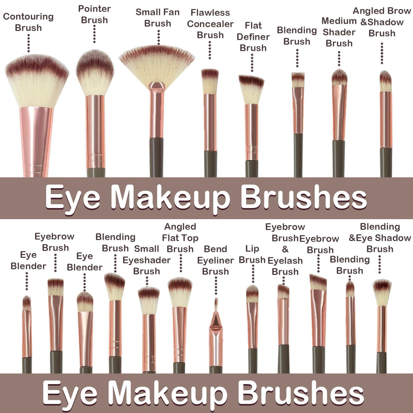 46 Sets of Beauty Tools 20 Brown Makeup Brushes Set Foundation Make-up Brush Eye Shadow Brush Complete Set
