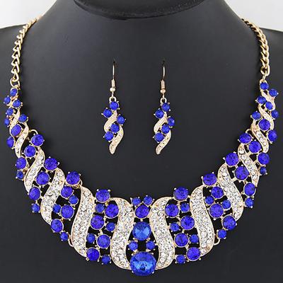 Romantisches 2-teiliges/Set Hochzeitsschmuckset Glänzendes Brautschmuckset Damen Halskette Ohrringe