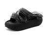 Fashion Shoes Low PU Fabric Hoof Heels Rome Rubber Cotton Shoes Low Cotton Fabric Rome Rubber PU Hoof