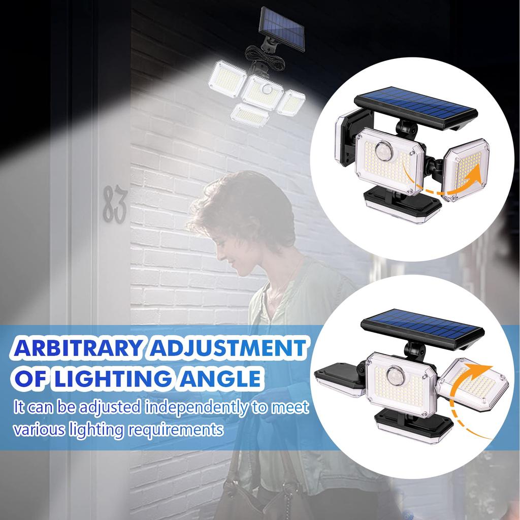 Solar Outdoor Light with Motion Sensor 333 LED Waterproof 5M LineSolar Floodlight 3 Modes 240º Solar Light for Garden Garage