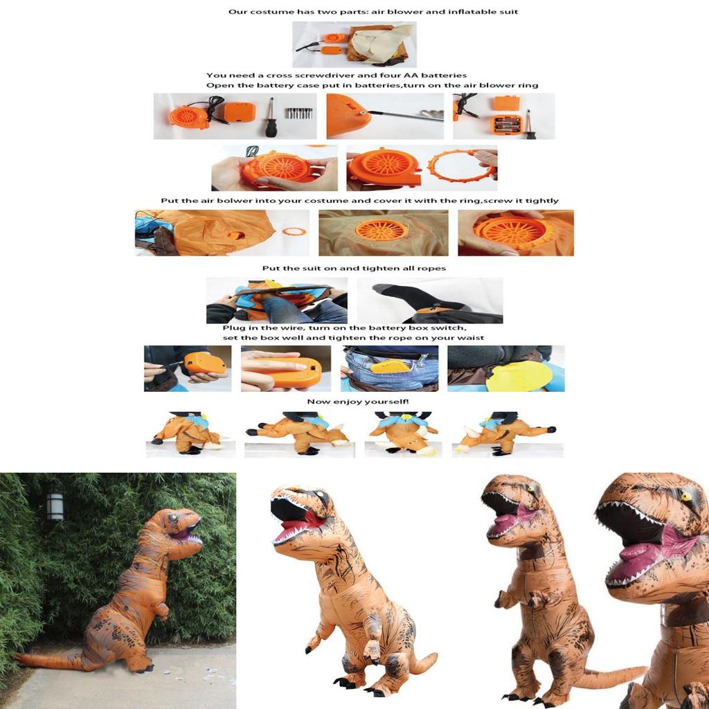 Fantastico Costume Gonfiabile da T-Rex Adulto per Feste in Costume Indimenticabili