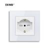 EIOMR Italy Chile Standard Socket 16A AC 110V-250V 86MM*86MM Luxury Crystal Glass Panel Italy Wall Power Socket