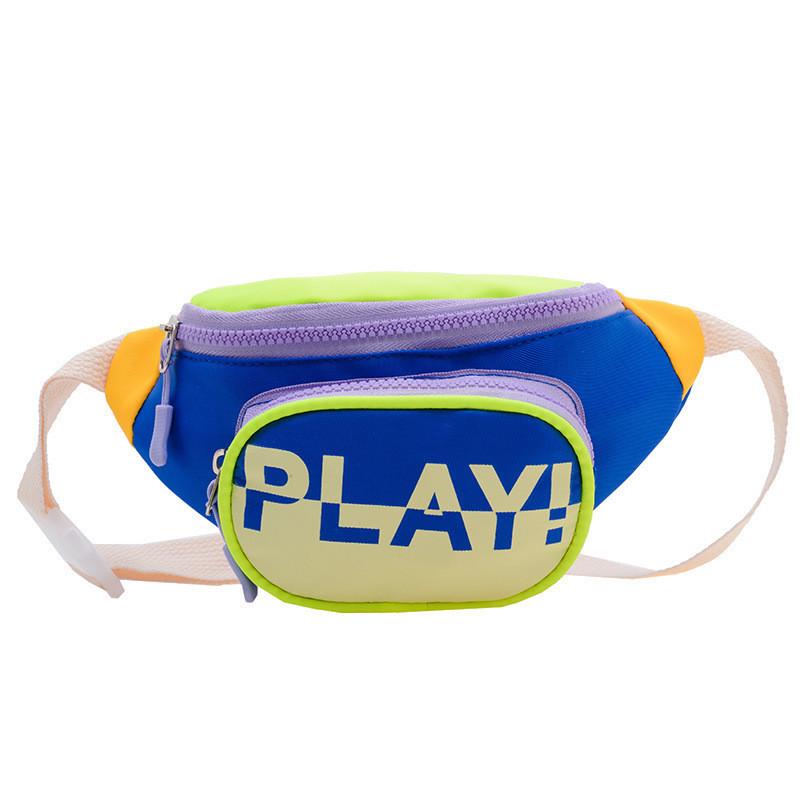 Trendy Blue Canvas Children's Crossbody Bag Stylish Sports Chest Pack For Kids