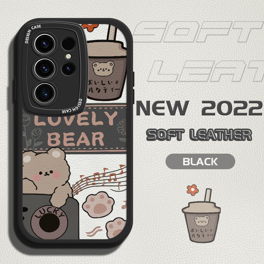 

Милый чехол из искусственной кожи для Vivo V23E Y15 Y91 Y51 OPPO A9 Reno8 6 Realme 10 Pro C21 C12 C15 C35 Huawei Nova 7i P30 Lite Infinix Hot 10S, чехол для телефона OPPO A78 5G чёрный