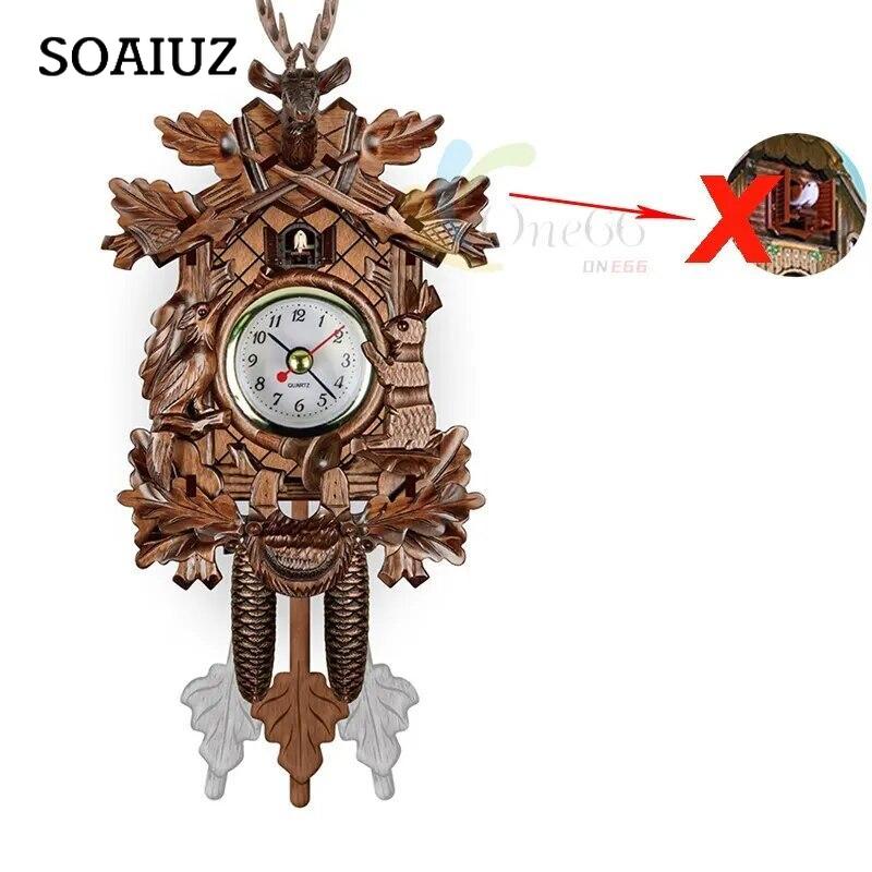 Orologio a cucù per soggiorno Orologio da parete Artigianato Vintage in legno Orologio a cucù con sveglia Saati per camera da letto Ufficio