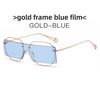 Metal Frame Geometric Sunglasses With Pink Lens Uv400 For Summer Outings