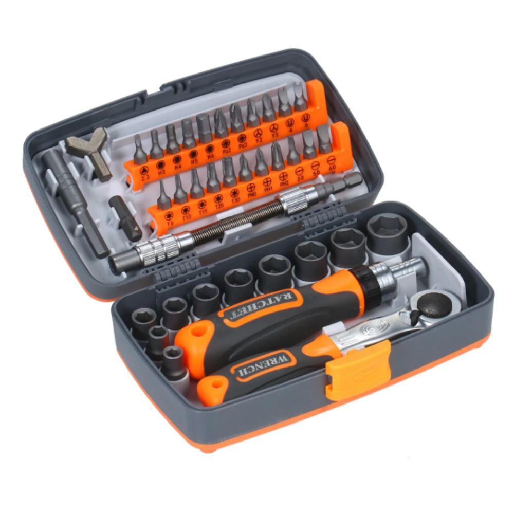 Rotatable Screwdriver Head 38-In-1 Screwdriver Set Versatile Design Hardware Tool Labor-Saving Ratchet Multipurpose Screwdriver
