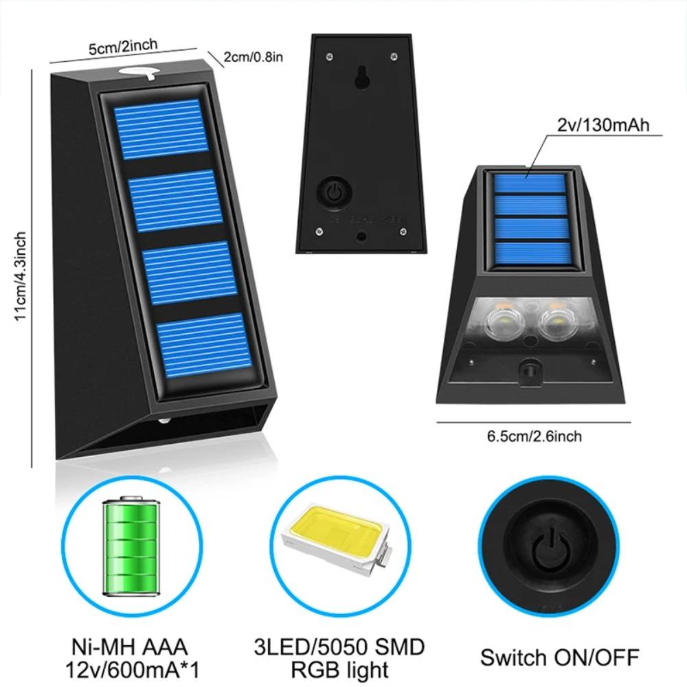 4Pcs Solar Wall Lights Outdoor Garden Decoration Home Lamp Double Color Waterproof Up Down Solar Light Up All Day for Fence Patio