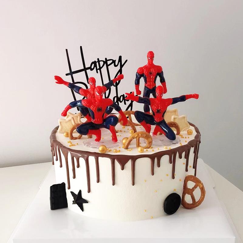 Spider-Man Cake Figurine, Cartoon Toy Baking Accessory for Boys' Birthday Desserts