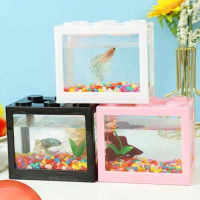 Transparent Acrylic Betta Fish Tank Net Celebrity Building Block Box Landscaping Desktop Office Goldfish Tank Creative Stall Jellyfish Tank