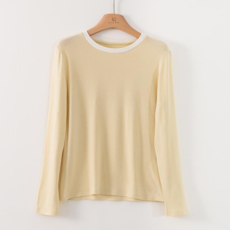 

Контрастный цвет, круглый вырез, дизайнерский свитер из смесовой шерсти, женский осенний новый пуловер, свободная простая базовая рубашка L жёлтый