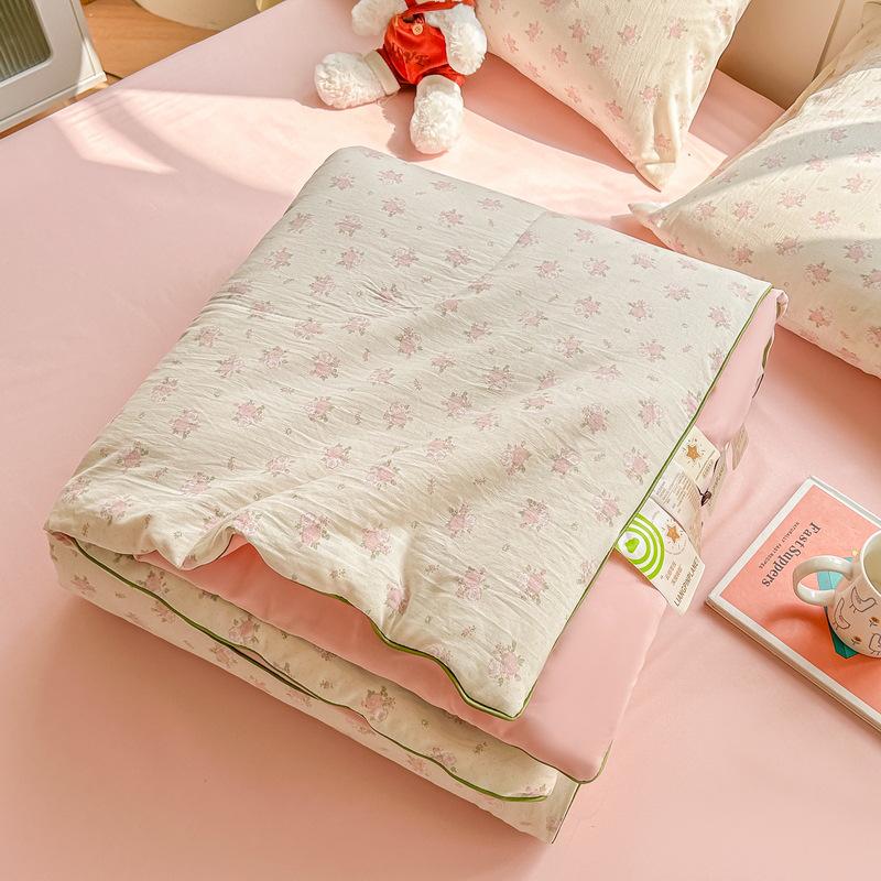 Class A Washed Cotton Soybean Fiber Gauze Quilt - Double Layer Summer Cool, Machine Washable