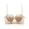 Sexy U-shaped Beautiful Back Underwear Women's Lace Embroidery Contrasting Color Halter Bra Small Chest Gathering Vest Bra Bra
