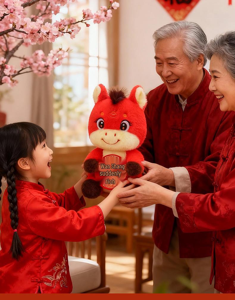 New Year Prosperity Horse Plush Doll - Cute Mascot Gift for Year of the Horse