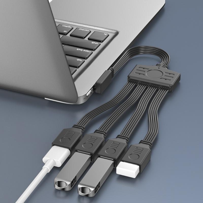 USB C To 4 USB2.0 Splitter Cable For Charging And Data Transfer Compatibles Laptops Tablets And Gaming Consoles
